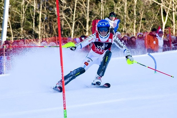 Frida Hansdotter u vodstvu nakon prve vožnje u Lienzu, Komšić 49.