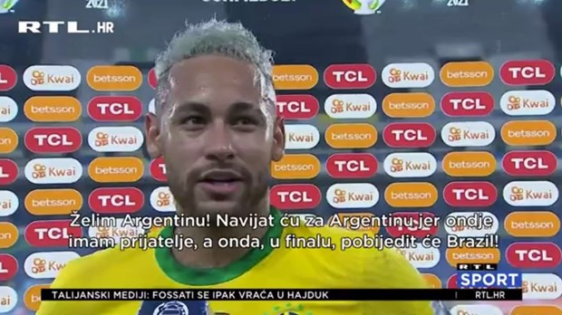 [VIDEO] Neymar: 'Želim Argentinu u finalu, a tamo će pobijediti Brazil'