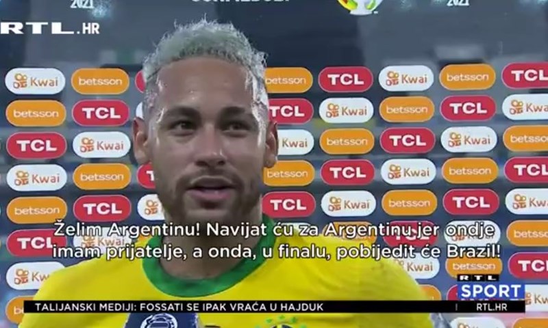 [VIDEO] Neymar: 'Želim Argentinu u finalu, a tamo će pobijediti Brazil'