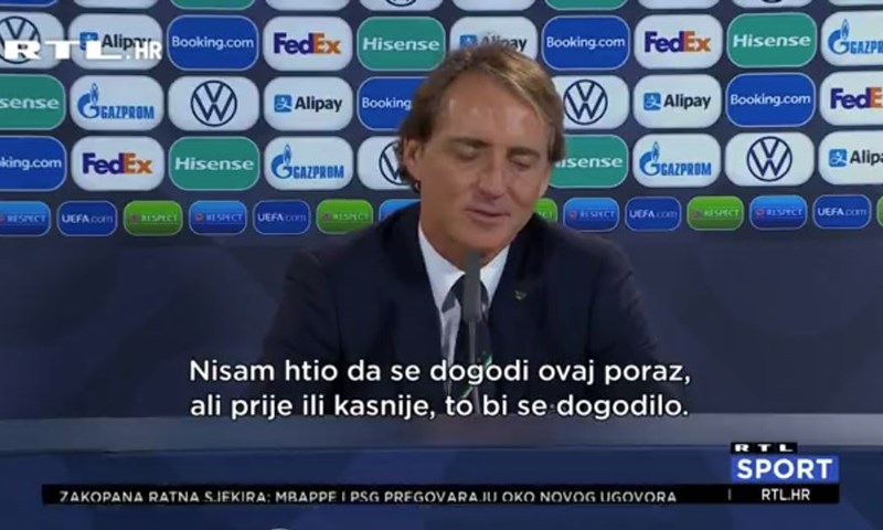 [VIDEO] Mancini: 'Nisam htio da se ovaj poraz dogodi, ali on je morao kad-tad doći'