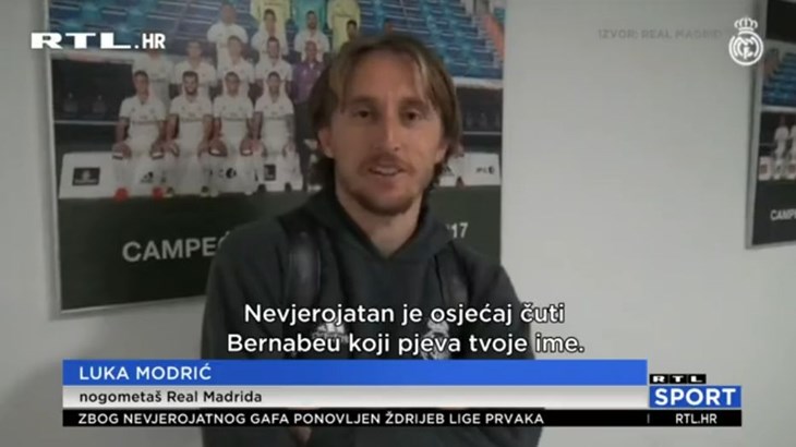 [VIDEO] Modrić: 'Nevjerojatno je kad Bernabeu pjeva tvoje ime'