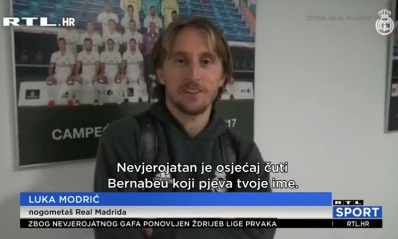[VIDEO] Modrić: 'Nevjerojatno je kad Bernabeu pjeva tvoje ime'
