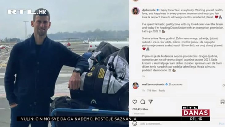 [VIDEO] Necijepljeni Đoković ima dozvolu za Australian Open, ali zapeo je u zračnoj luci