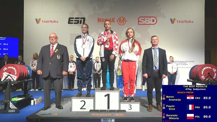 Anamarija Mamić europska prvakinja u bench pressu