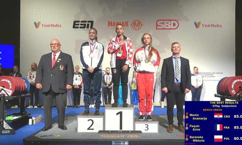 Anamarija Mamić europska prvakinja u bench pressu