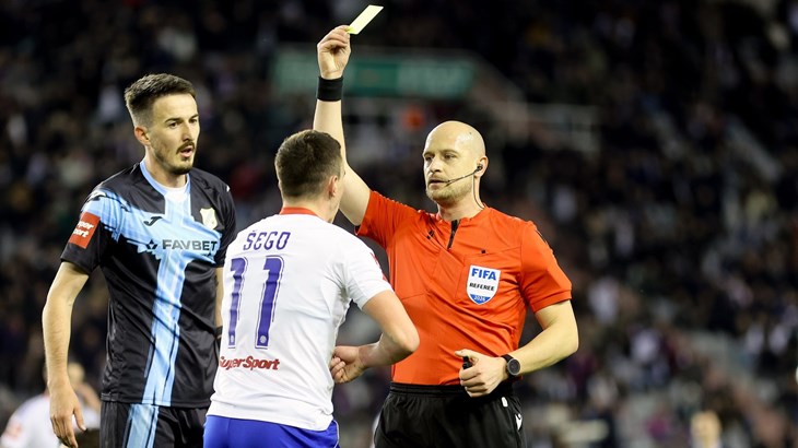 Prva sporna situacija na Poljudu, Šego tražio kazneni udarac, dobio žuti karton